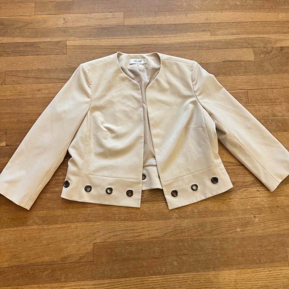 Jones studio open front long sleeve career jacket size large L
 b60